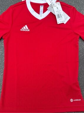 adidas Red and White Kids Soccer Jersey - AEROREADY